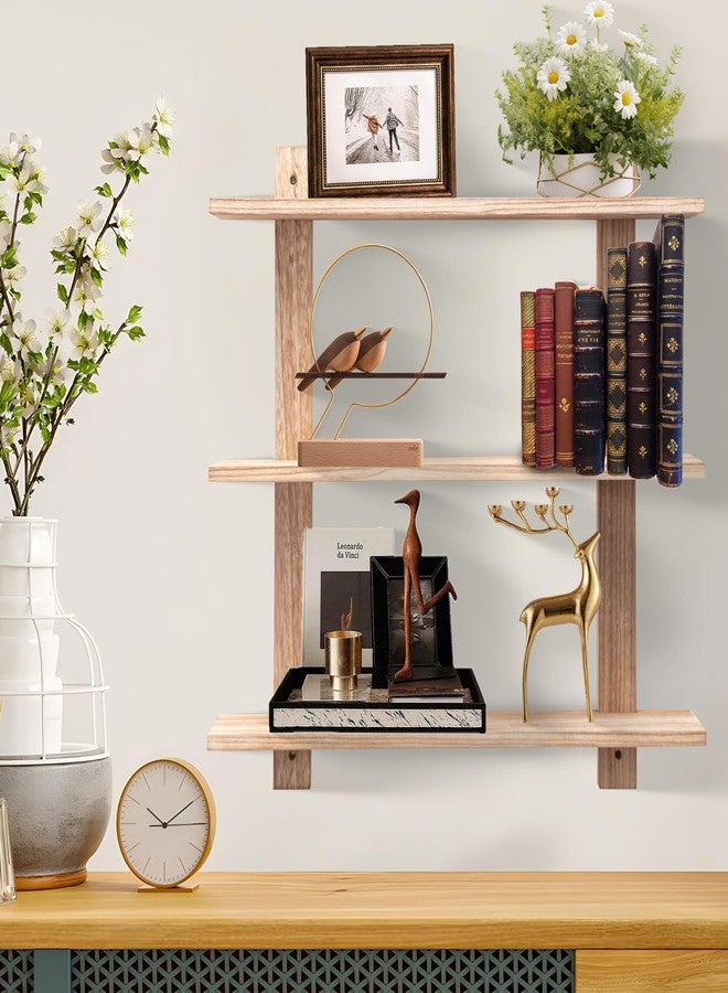 PHOENANCEE 3 Tier Floating Shelves,Long Wall Shelf,Over The Toilet Shelves Bathroom Hanging Display Storage Rustic for Living Room Bedroom Kitchen Office Coffee Bar Decor Decorative,24 Inch,(Carbonized Black) - Image 2