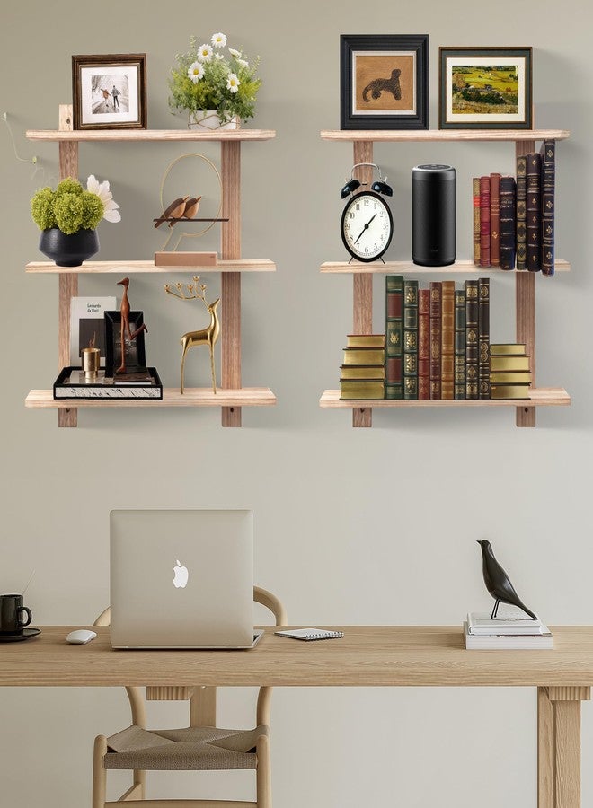 PHOENANCEE 3 Tier Floating Shelves,Long Wall Shelf,Over The Toilet Shelves Bathroom Hanging Display Storage Rustic for Living Room Bedroom Kitchen Office Coffee Bar Decor Decorative,24 Inch,(Carbonized Black) - Image 4
