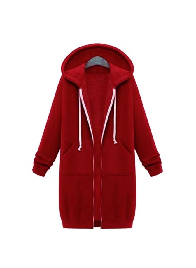 Loquat Women's Autumn/Winter Medium Long Velvet Hoodie