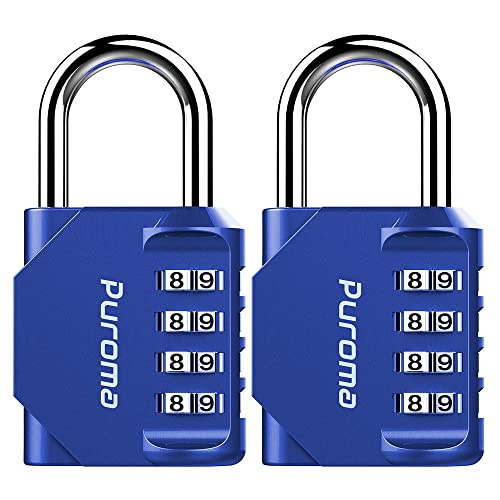 Puroma 2 Pack Combination Lock for Locker 4 Digit Outdoor Waterproof Padlock for School, Gym, Sports, Fence, Toolbox, Gate, Case, Outdoor, Hasp Storage (Blue) - Image 1