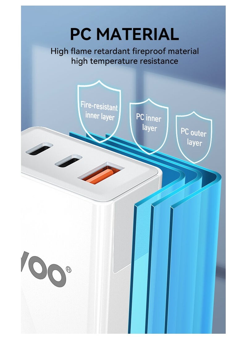 BWOO BWOO 40W Multi-Port USB Charger for iPhone 14 with PC Material, EU/US/UK Plugs, 3-in-1 Multifunction Fast Chargers  - Image 5