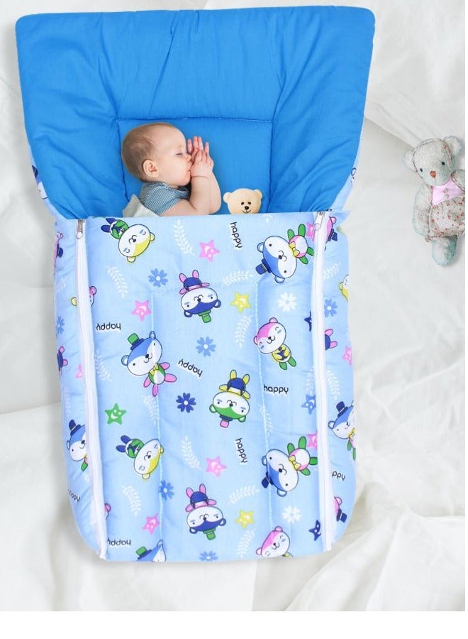 Superminis Multicolor Nursery Print Cotton Baby Sleeping Bag Bedding Set, Foldabale Mattress, for Newborn to Toddlers - Image 1