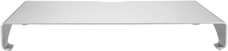 Aluminum Alloy Monitor Riser Stand, Monitor Stand Organizer with Cable Hole, Ergonomic Laptop Desk Shelf for Improved Posture and Keyboard Storage, Silver - Image 1
