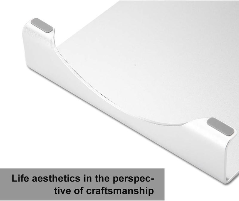 Aluminum Alloy Monitor Riser Stand, Monitor Stand Organizer with Cable Hole, Ergonomic Laptop Desk Shelf for Improved Posture and Keyboard Storage, Silver - Image 4