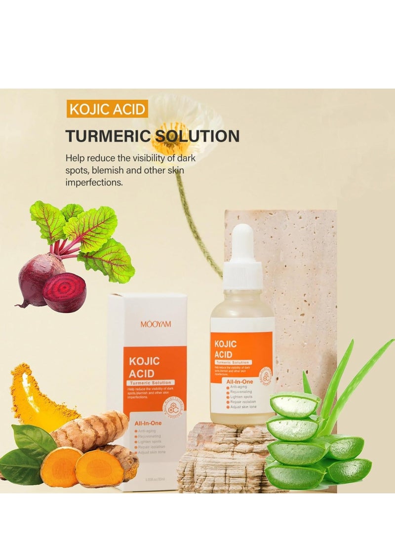 MOOYAM - Turmeric Serum for Face & Body, Hydrating Brightening Serum, for Dark Spots Anti Wrinkle Fine Lines Dark Spot Corrector, Nourishing Firming Daily Skin Care Serum, Hydrate Dull & Dry Skin, 1.05 OZ - Image 1