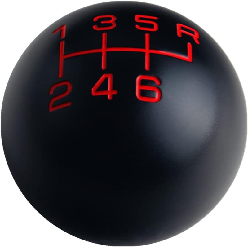DEWHEL Black/Red Inlay 6 Speed Classic Manual Shift Knob - Weighted Aluminum - Image 1