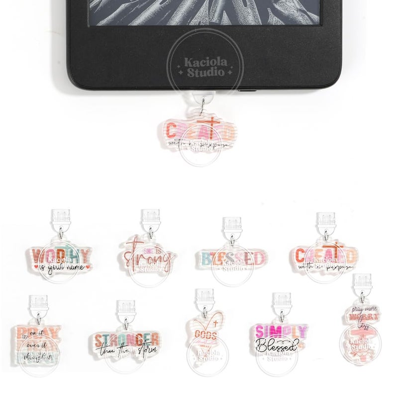 KACIOLA STUDIO 9 PCS Charms for Kindle, Bible Theme Dust Plug Charm Type C for E-Reader, Compatible with TypeC/USB C Charging Ports Design for Kindle/Phone (Bible) - Image 1