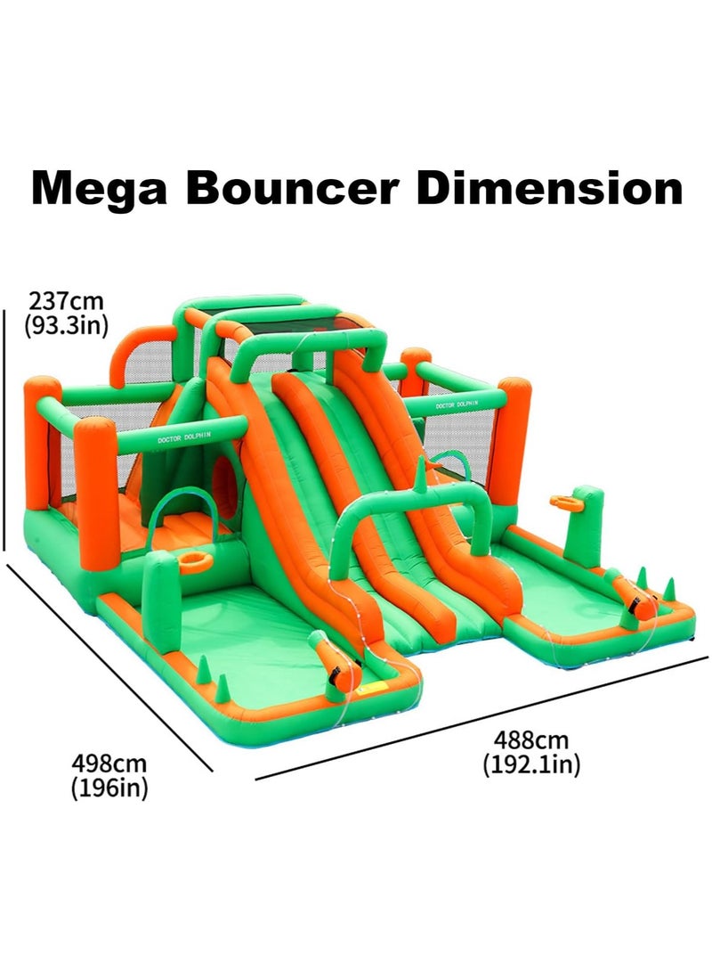 GT-Wheel Inflatable Twin Water Slide With Bouncer and Tunnel for Kids Outdoor Play - Image 2