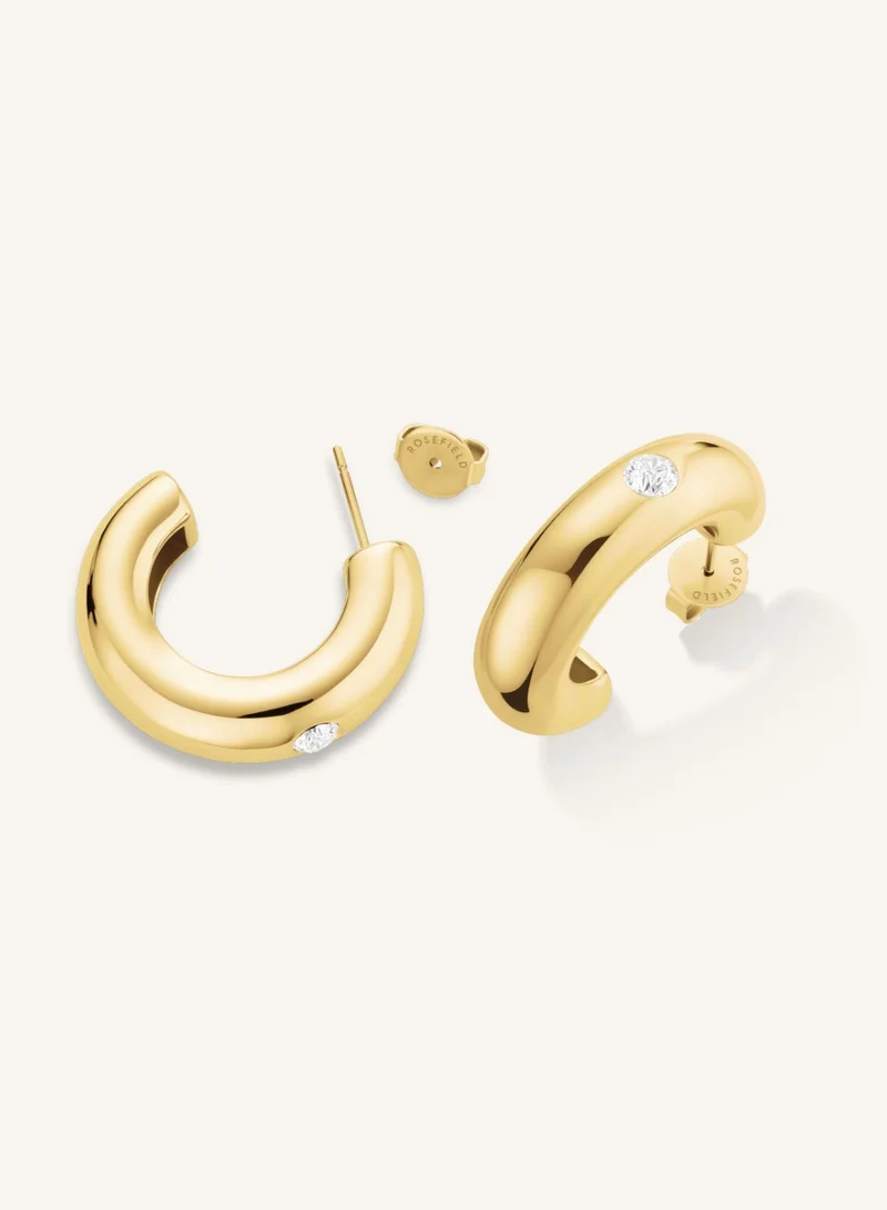 Rosefield  Solitaire Chunky Hoop Earrings, Gold Plated for Women | Best Price UAE