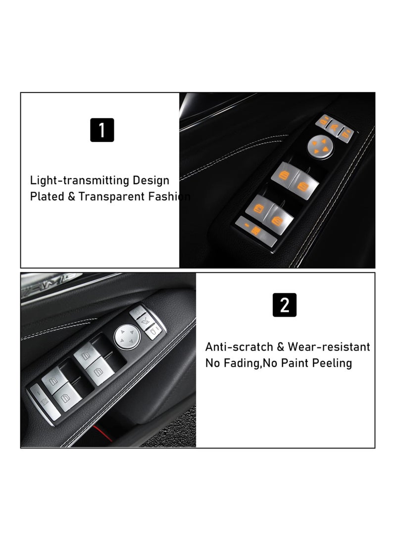 Inner Door Power Window Switch Button Covers Trim Stickers, Compatible Replacement for Mercedes Benz A B C E G GLA CLA GLK GL ML GLE Class W204 W212 W246 W166 X166 X204 & Tesla Model X S - 14 PCS - Image 4