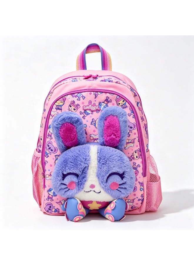 Cute Kids Backpack with Detachable Plush Doll, 36*28*13cm Lightweight Spacious School Bag for Girls Daily Study Travel