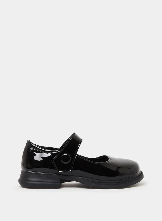 Styli Girls Patent Mary Jane Shoes with Button Detail