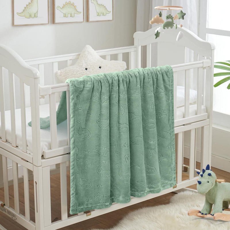 BORITAR Baby Blanket for Boys Girls, Ultra Soft Warm 3D Animal Print Blanket for Newborn Infant Toddler, Fleece Fluffy Blanket for Crib, Stroller (30x40 Inches, Sage Green) - Image 5