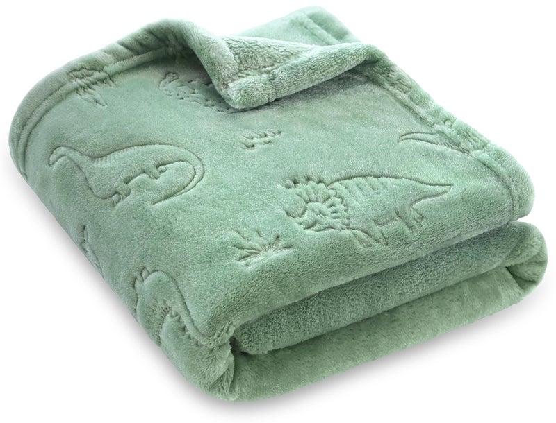 BORITAR Baby Blanket for Boys Girls, Ultra Soft Warm 3D Animal Print Blanket for Newborn Infant Toddler, Fleece Fluffy Blanket for Crib, Stroller (30x40 Inches, Sage Green) - Image 1