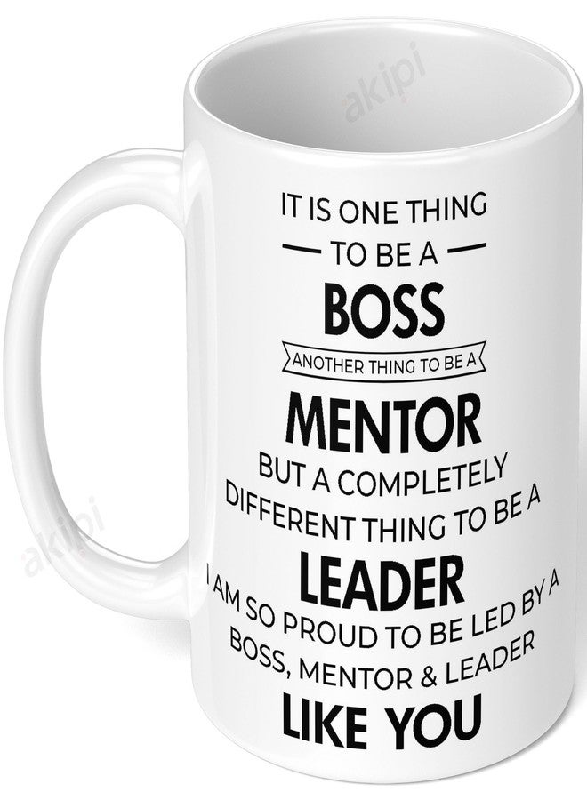 Akipi Boss Mentor Leader Ceramic Coffee Mug 325ml - Gift for Bosses, Managers, Retirement, Promotion - The Office Farewell Present for Men Women - Image 1