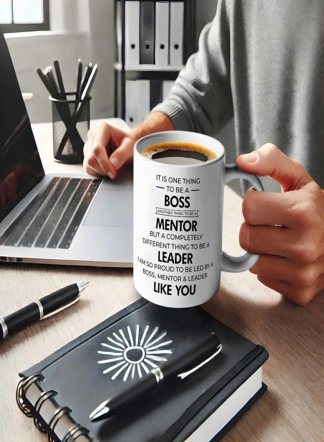Akipi Boss Mentor Leader Ceramic Coffee Mug 325ml - Gift for Bosses, Managers, Retirement, Promotion - The Office Farewell Present for Men Women - Image 3