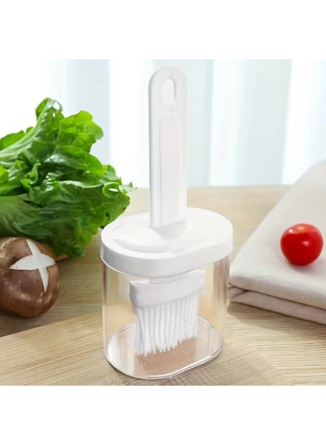 1Pc Silicone Oil Brush with Oil Bottle for BBQ & Baking | Creative Oil Dispenser Basting Brush for Cooking, Grilling, Roasting & Kitchen Use | Portable BBQ Oil Brush for Camping & Outdoor Picnic - White - Image 4