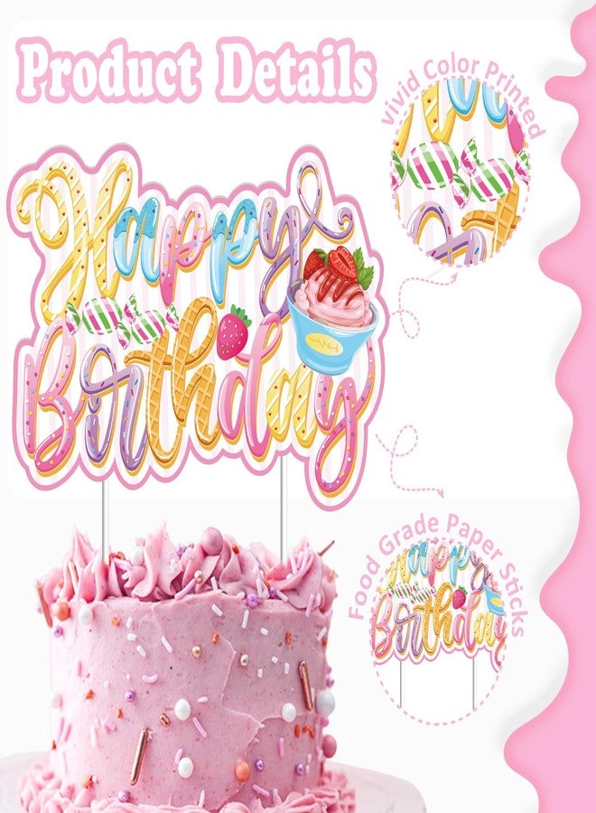 JUYRLE Sweets Birthday Party Decorations for Girls- Pastel Ice Cream Party Supplies, Donut Balloons Happy Birthday Banner Cupcake Topper Candy Theme Birthday for Baby Shower Wedding - Image 4
