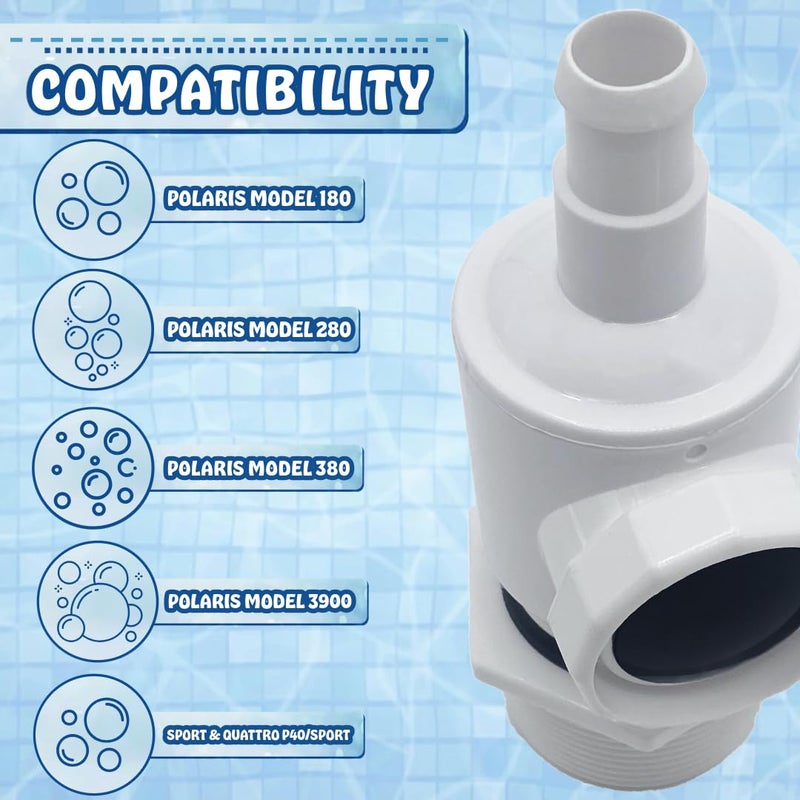 Poolzilla UWF Connector (9-100-9001) Compatible with Polaris Models 180, 280, 380, 3900 Sport and Quattro P40/Sport - Replacement Universal Wall Fitting - Image 5