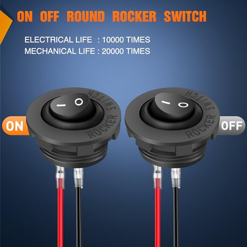 Nilight 5PCS Round Rocker Switches wWiring Harness SPST Switch Holder 20mm 12Volt 2 Pin PreWired Waterproof Toggle Switch Shell for Switch Panel Car Automotive RV Trucks Boats2 Years Warranty - Image 3