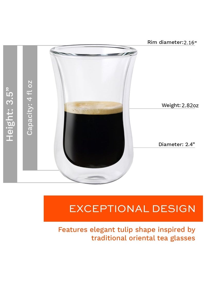 Mirolex Set of 4 - Double Wall Turkish Tea Glasses - 120 ml Insulated Heat Resistant & Lightweight - Image 2
