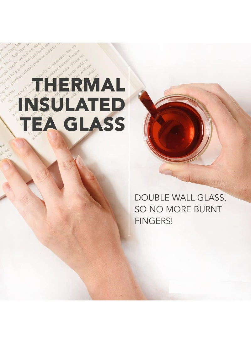 Mirolex Set of 4 - Double Wall Turkish Tea Glasses - 120 ml Insulated Heat Resistant & Lightweight - Image 3