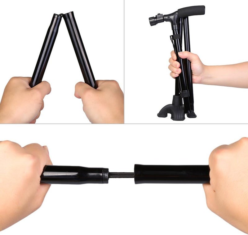 cheekyglo Walking Cane, Self Standing Folding Walking Cane Lightweight Walking Stick with LED Light and Cushion Handle Adjustable Folding Cane for Men and Women - Image 1