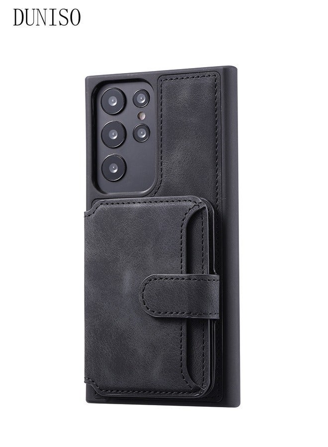 DUNISO Samsung Galaxy S24 Ultra Phone Case Full Body Protective Phone Cover Anti-fall Anti-fingerprint Phone Case With Phone Holder and Credit Card Holder for Galaxy S24 Ultra 5G Phone Case - Image 4