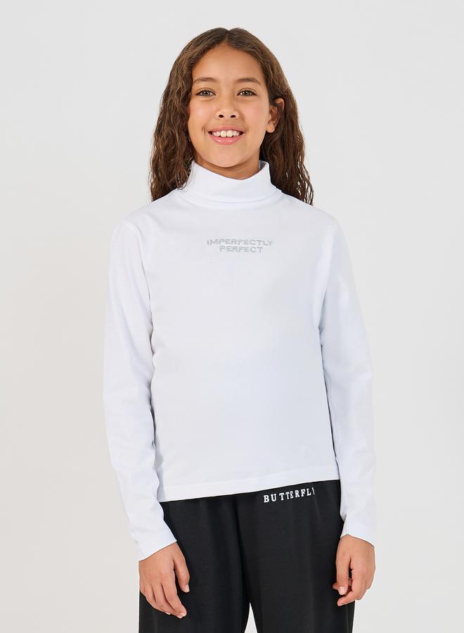 Styli Embroidered Slogan Turtle Neck T-Shirt  - Image 1