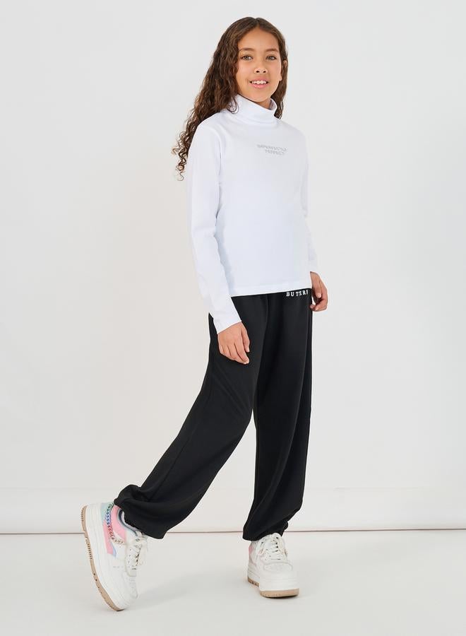 Styli Embroidered Slogan Turtle Neck T-Shirt  - Image 2