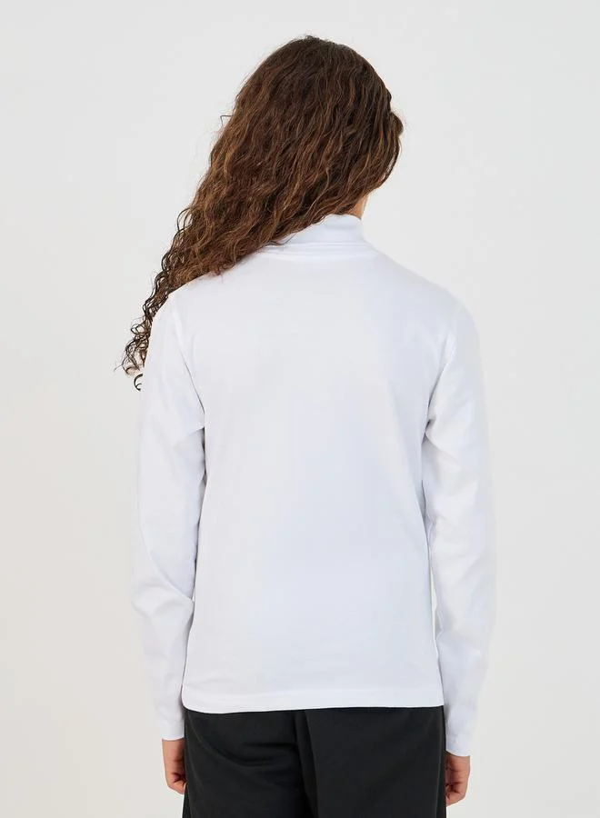 Styli Embroidered Slogan Turtle Neck T-Shirt
