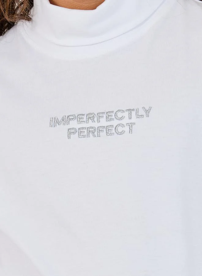 Styli Embroidered Slogan Turtle Neck T-Shirt