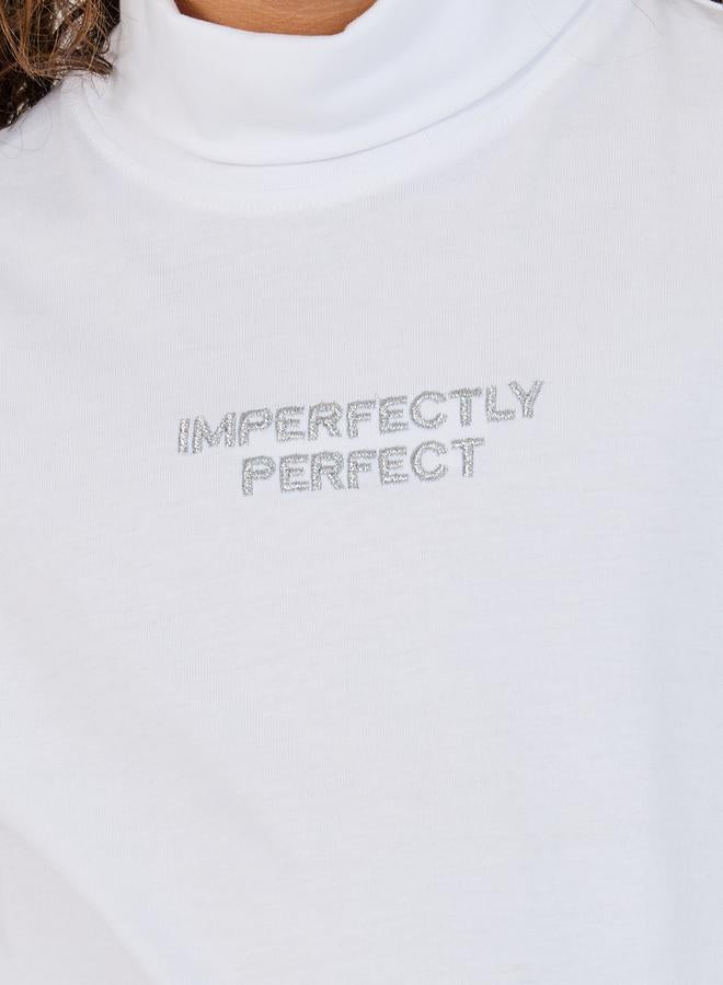 Styli Embroidered Slogan Turtle Neck T-Shirt  - Image 3