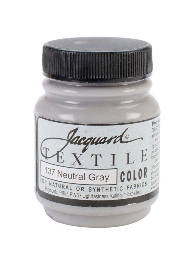 Jacquard Textile Color Neutral Grey- Permanent Fabric Paint for Clothes, Furniture Upholstery, Shoes or Tote Bags – Indoor & Outdoor Fabric Paint – 2.25 Oz Jar, Upholstery Fabric Paint 