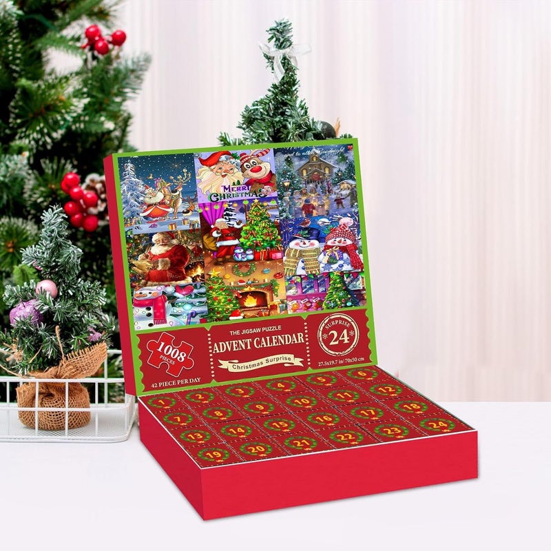 klarako Puzzle Advent Calendar 2023,Advent Calendar 2023 Christmas -1008 Pieces Jigsaw Puzzle for Adult Kids, 24 Days Countdown Calendar,The Birth of Jesus, Family Game Puzzle, Christmas Gift Idea for Teens - Image 1