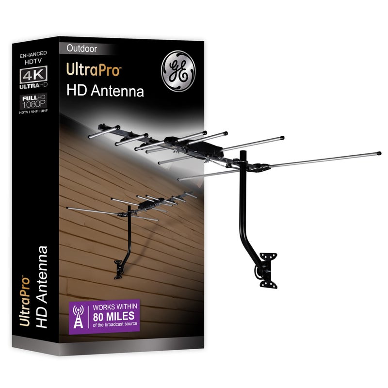 GE Outdoor HD Digital TV Antenna, Long Range OTA HDTV Antenna, Yagi Style Design, Supports 4K 1080P HD Smart TV VHF UHF, J Mount Included for Attic or Outdoor, Weather Resistant, 33685 - Image 1