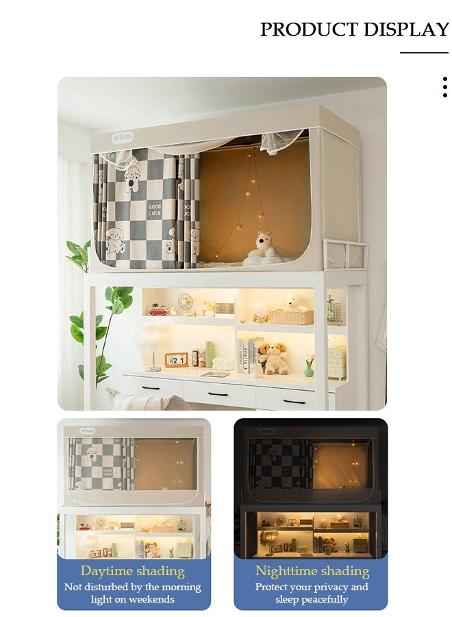 DUNISO Bed Tent Twin,Privacy Tent for Bunk Bed,90% Blackout Private Space Bed Curtains,Bed Canopy with Bed Frame,House Bed Tent,Breathable Windproof Dustproof Bed Curtain Loft Bed Dormitory - Image 4