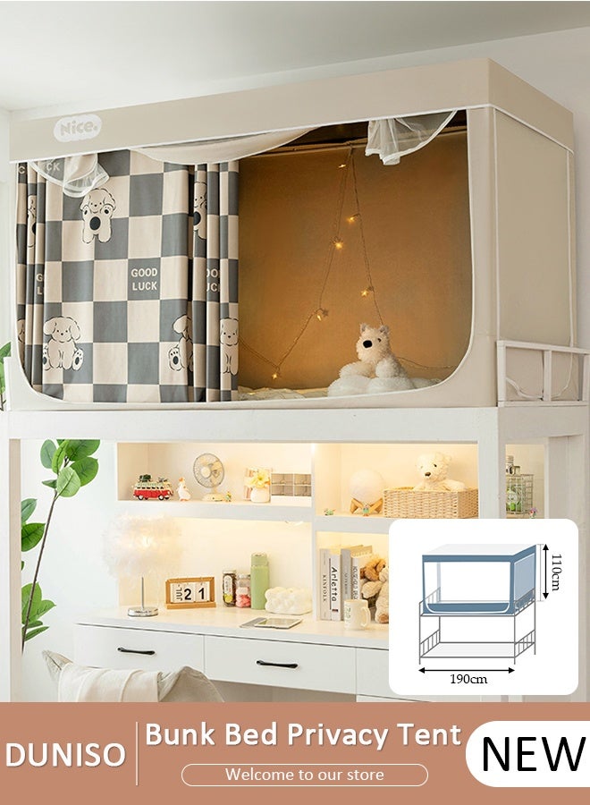 DUNISO Bed Tent Twin,Privacy Tent for Bunk Bed,90% Blackout Private Space Bed Curtains,Bed Canopy with Bed Frame,House Bed Tent,Breathable Windproof Dustproof Bed Curtain Loft Bed Dormitory - Image 1