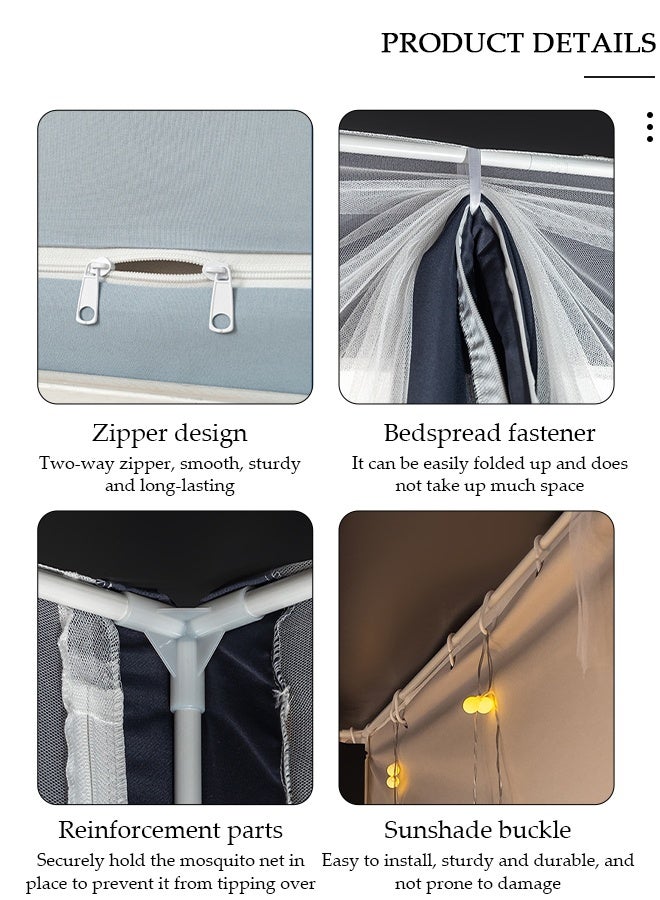 DUNISO Bed Tent Twin,Privacy Tent for Bunk Bed,90% Blackout Private Space Bed Curtains,Bed Canopy with Bed Frame,House Bed Tent,Breathable Windproof Dustproof Bed Curtain Loft Bed Dormitory - Image 3