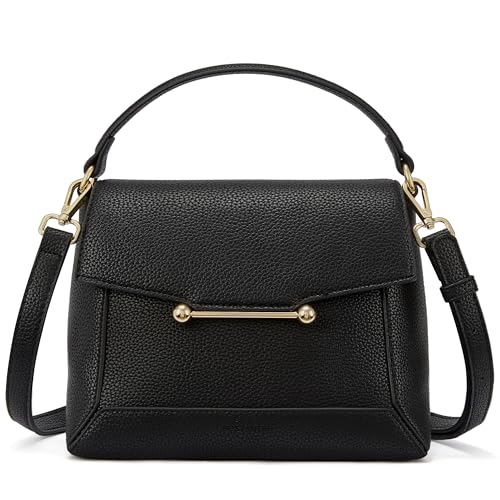 BOSTANTEN Small Crossbody Bags for Women Trendy Top Handle Shoulder Purse Vegan Leather Handbags with Flap Black - Image 1