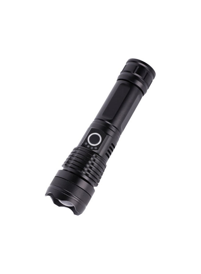 Flashlight Rechargeable Outdoor Ultra-bright Long-range Long-life Aluminum Alloy Household Large Capacity Portable Flashlight-Product Specifications:Single P50 Flashlight Bare Lamp + 1 26650 Battery + Charging Cable + White Box  - Image 4