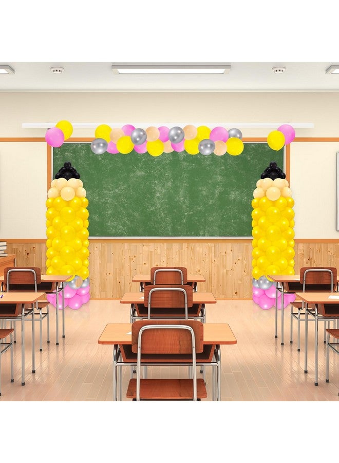 Whaline بالونات العودة إلى المدرسة من واهلين 150 قطعة بالون لاتكس ملون كبير على شكل قلم رصاص مجموعة أدوات DIY بالونات لاتكس سوداء وردية صفراء فضية مشمش لتزيين حفلات اليوم الأول من المدرسة في الفصل - Image 4
