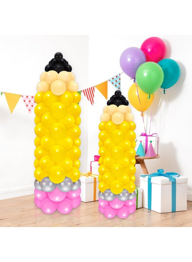 Whaline بالونات العودة إلى المدرسة من واهلين 150 قطعة بالون لاتكس ملون كبير على شكل قلم رصاص مجموعة أدوات DIY بالونات لاتكس سوداء وردية صفراء فضية مشمش لتزيين حفلات اليوم الأول من المدرسة في الفصل - Image 1