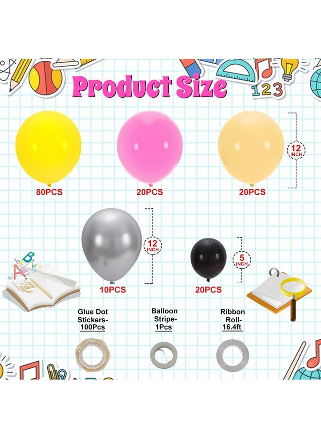Whaline بالونات العودة إلى المدرسة من واهلين 150 قطعة بالون لاتكس ملون كبير على شكل قلم رصاص مجموعة أدوات DIY بالونات لاتكس سوداء وردية صفراء فضية مشمش لتزيين حفلات اليوم الأول من المدرسة في الفصل - Image 2