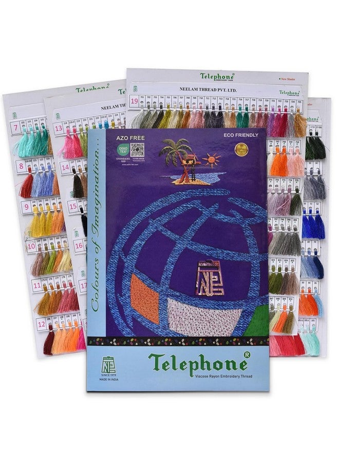 Embroiderymaterial Embroidery Thread Fabric Colour Telephone Art Silk Neelam Thread Shade Card for Fabric Dye- 600 Different Shades Fast Color - Image 1