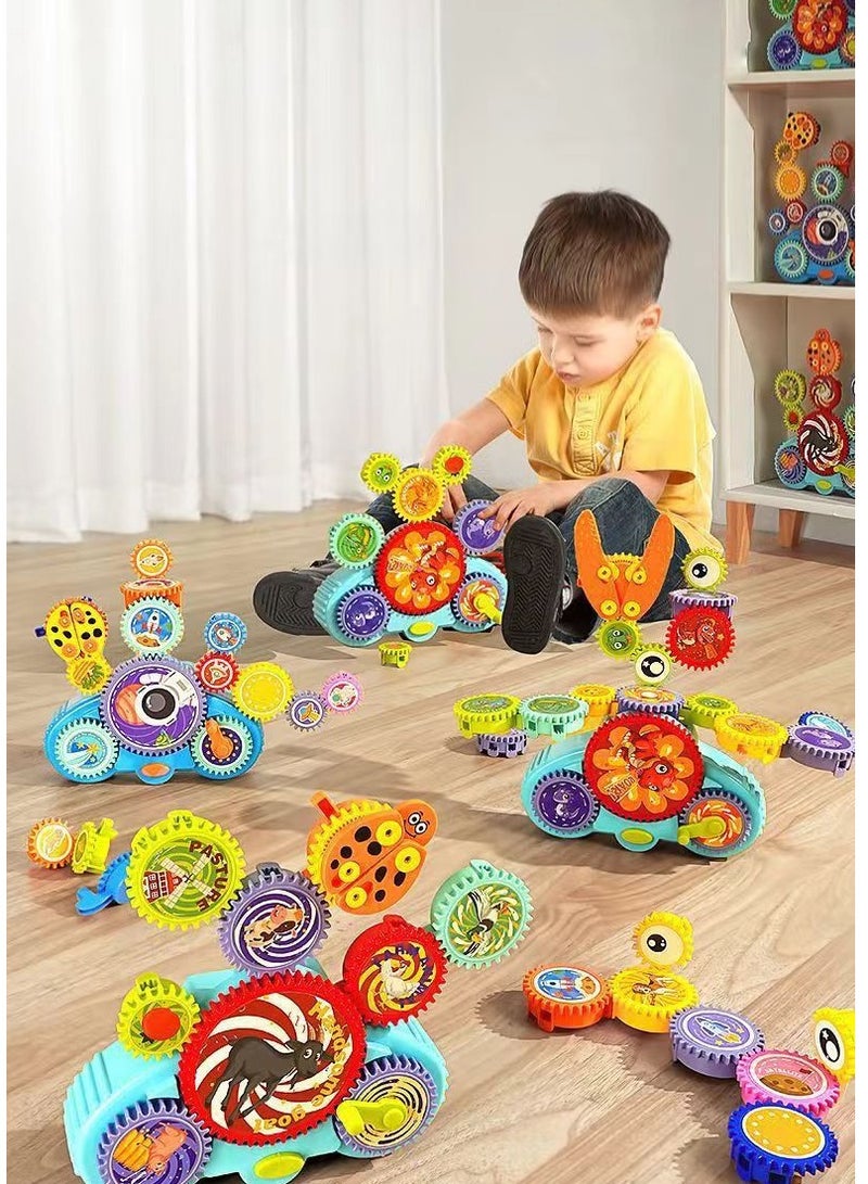 STEM Toys , Gear Toy，Educational Toys，Motorised Machines, 13 Pieces, Puzzle, Puzzle, Early Engineering Toys，Stem Building Toy  - Image 1