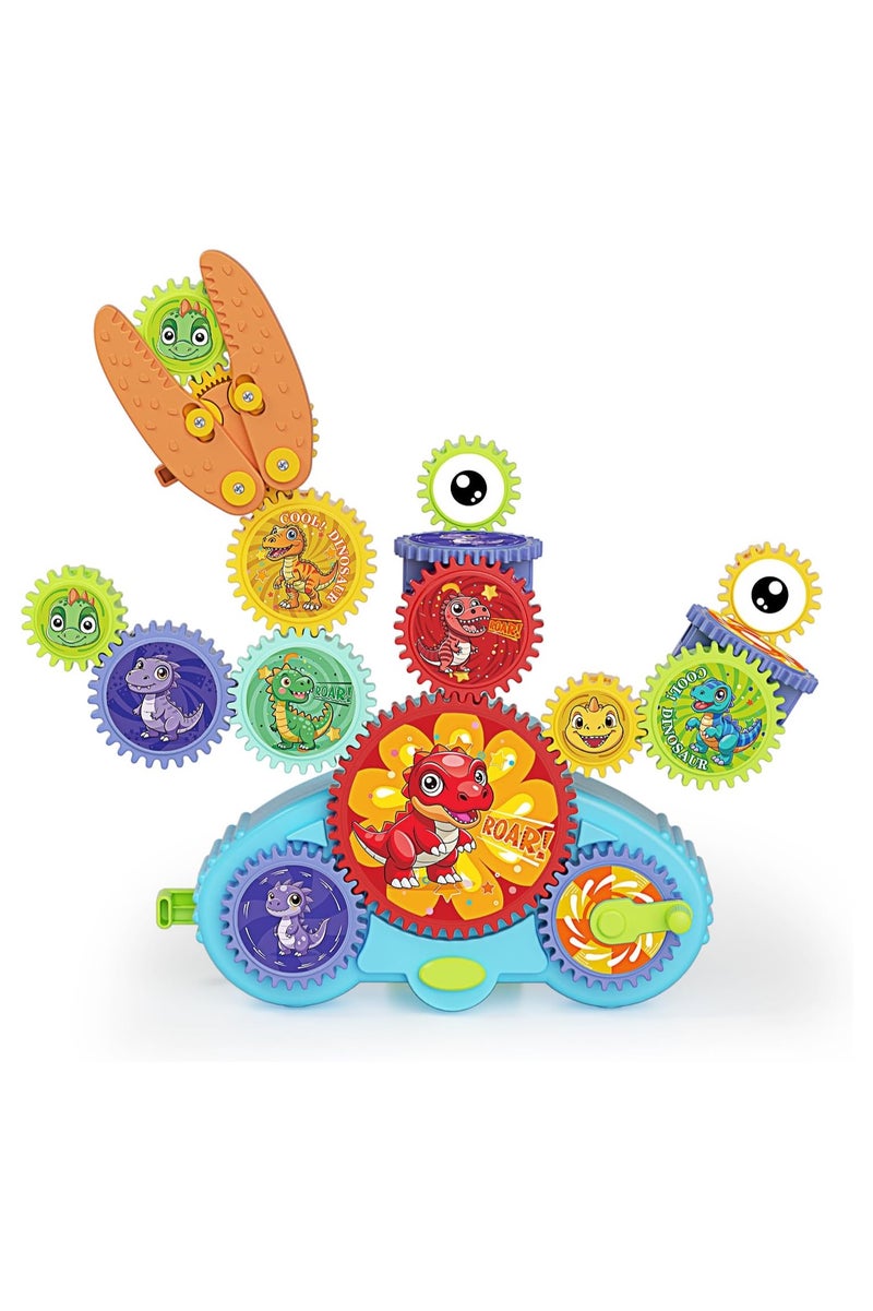 STEM Gears Toys for Kids Ages 3+, Creative Learning Building Blocks, 13Pcs Educational Construction Toy Set, Electric & Manual Dual Mode, Versatile Gear Playset Gift for Boys & Girls - Image 1