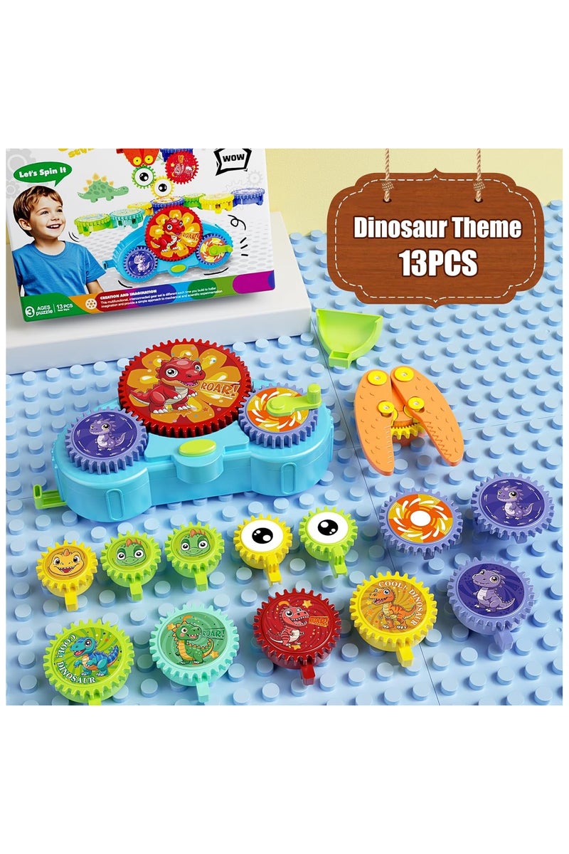 STEM Gears Toys for Kids Ages 3+, Creative Learning Building Blocks, 13Pcs Educational Construction Toy Set, Electric & Manual Dual Mode, Versatile Gear Playset Gift for Boys & Girls - Image 2