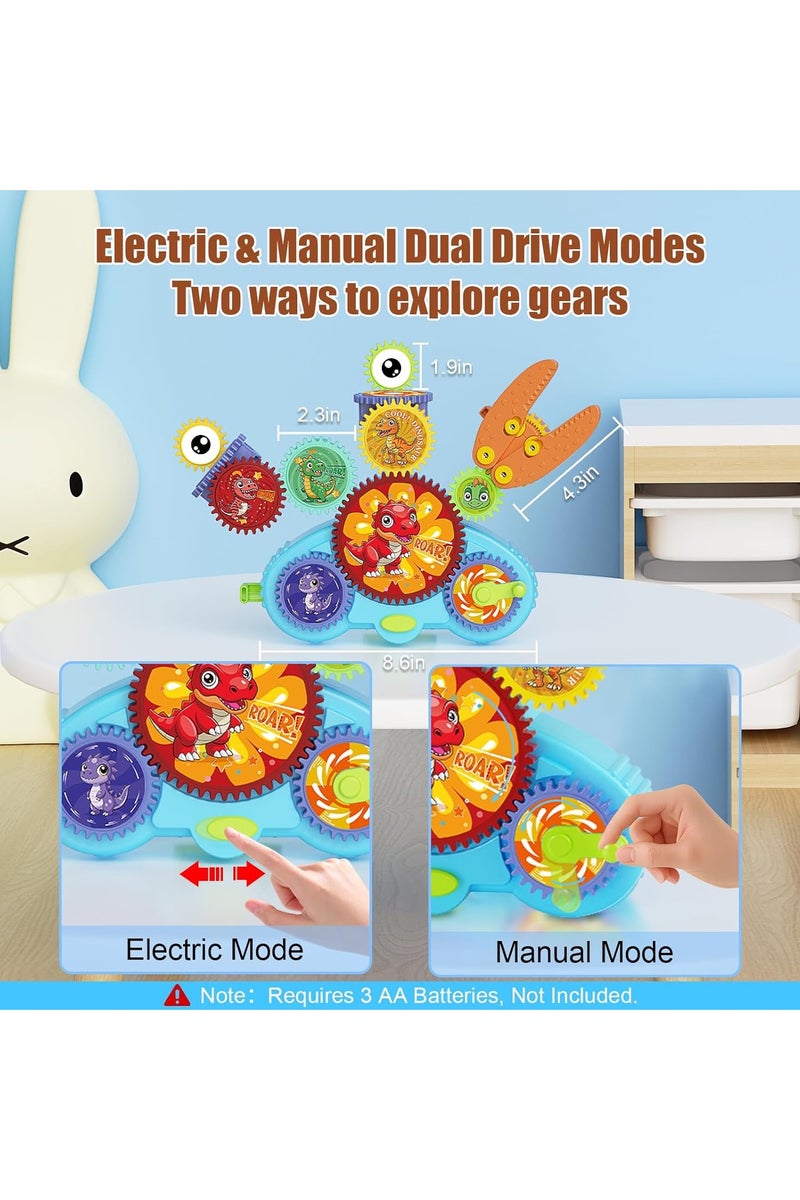 STEM Gears Toys for Kids Ages 3+, Creative Learning Building Blocks, 13Pcs Educational Construction Toy Set, Electric & Manual Dual Mode, Versatile Gear Playset Gift for Boys & Girls - Image 4
