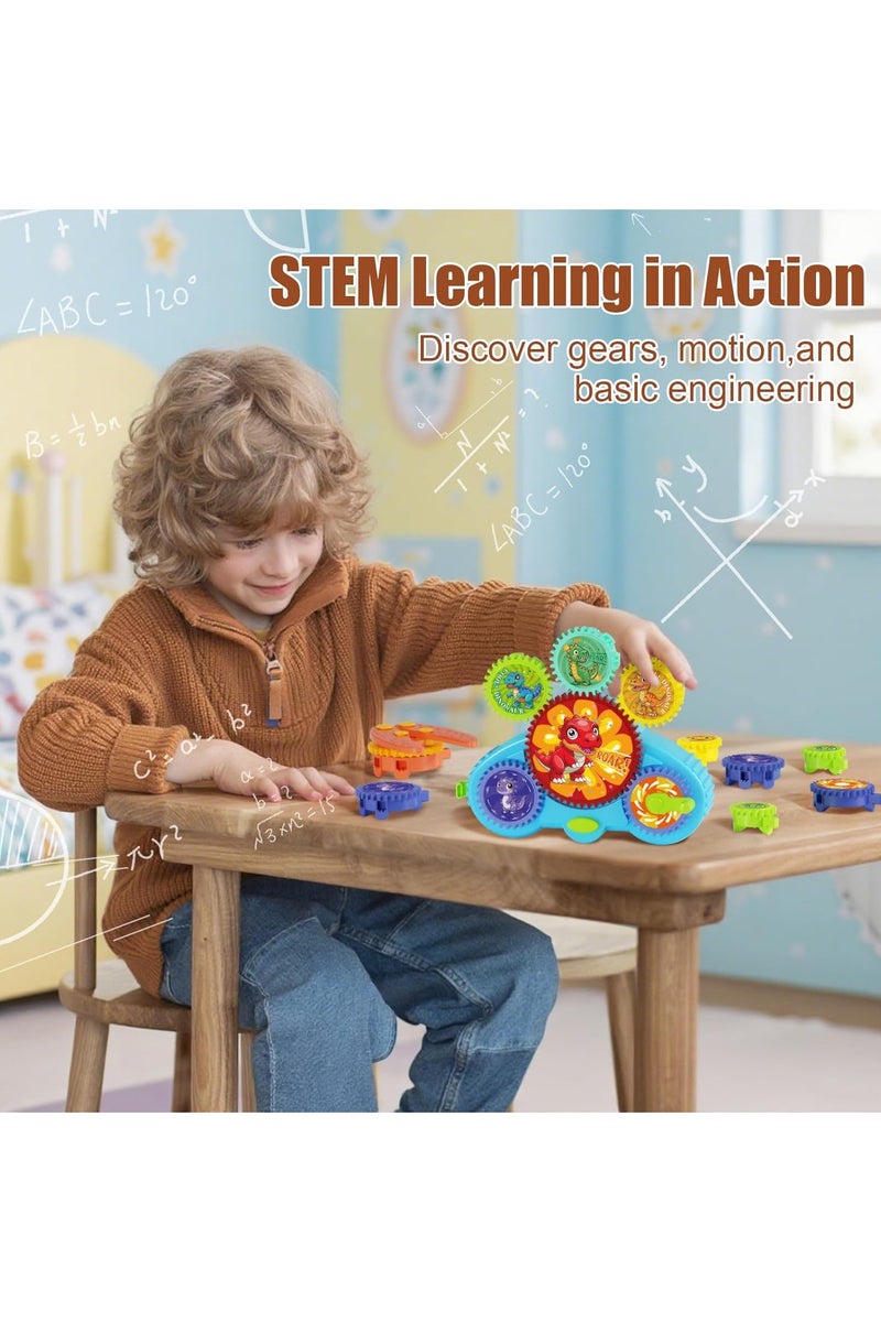 STEM Gears Toys for Kids Ages 3+, Creative Learning Building Blocks, 13Pcs Educational Construction Toy Set, Electric & Manual Dual Mode, Versatile Gear Playset Gift for Boys & Girls - Image 5